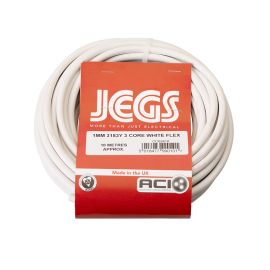Jegs 10m 1.0mm 3183Y 3 Core White Flex Cable