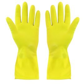 Jegs Pair Yellow Flock Lined Rubber Gloves Medium
