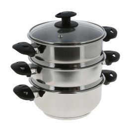 Jegs 20Cm 3 Tier Stainless Steel Steamer And Glass Lid