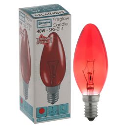 Crompton 40W Candle Bulb - SES - Fireglow Red