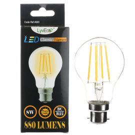 **4600**|LYVECO 8W BC LED FILAMENT GLS WARM WHITE