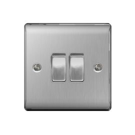 Nexus 2 Gang 2 Way Switch Brushed Stainless Steel