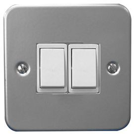 Jegs 2 Gang 2 Way Switch Metal Clad Grey