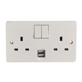 Jegs 2 Gang Switched Socket With Usb Ports