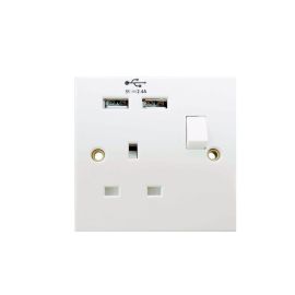 Jegs 1 Gang Switched Socket With 2 Usb