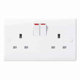 Nexus 2 Gang 13A Dp Switched Socket White