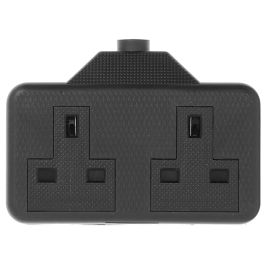 Jegs 13 Amp 2 Gang Trailing Socket Black