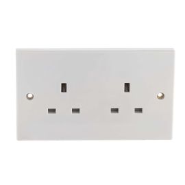 Jegs 2 Gang Unswitched Wall Socket
