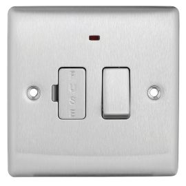 Nexus 13A Fused Spur - Switched - Brushed Metal