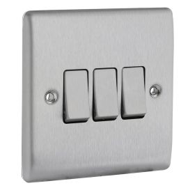 Nexus 3 Gang Wall Switch - 2 Way - Polished Chrome