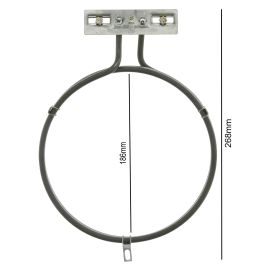 Bosch Neff Siemens Universal Cooker Fan Oven Element - 2200 Watt - 3 Turn - 268mm x 186mm
